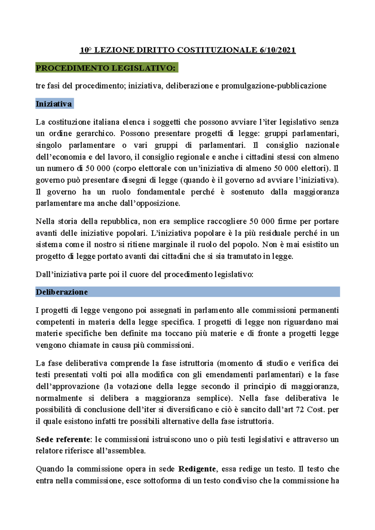 10 Lezione Diritto Costituzionale - 10° LEZIONE DIRITTO COSTITUZIONALE ...