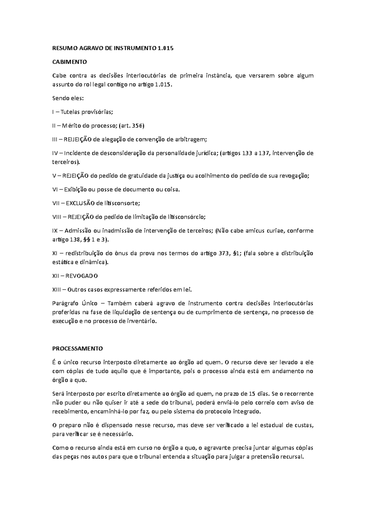 Resumo Agravo DE Instrumento RESUMO AGRAVO DE INSTRUMENTO 1