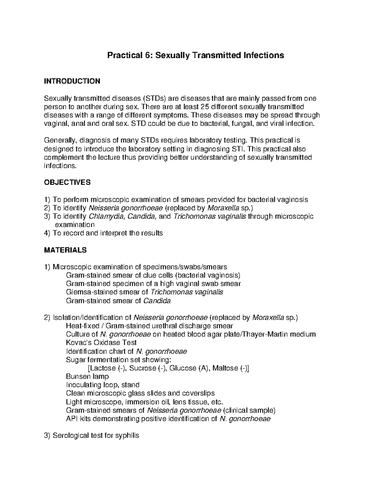 STI Practical - Sexually Transmitted Infections, Sexually transmitted ...