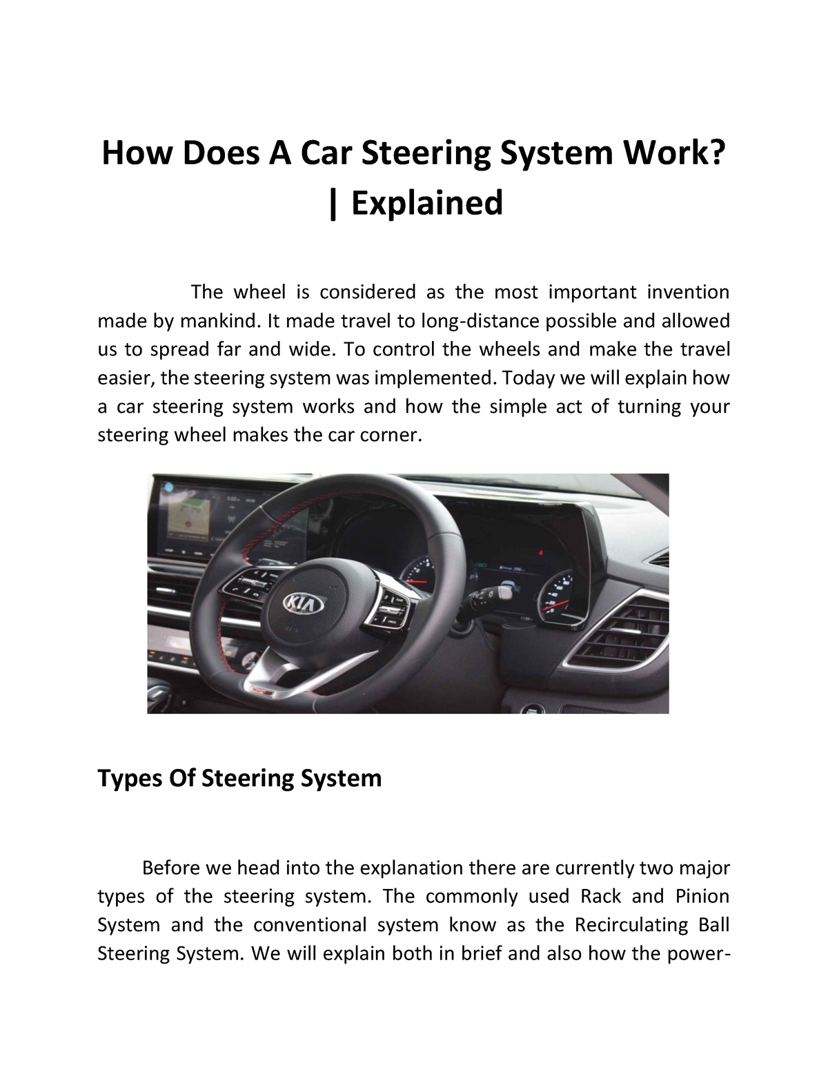 how does a car steering wheel work