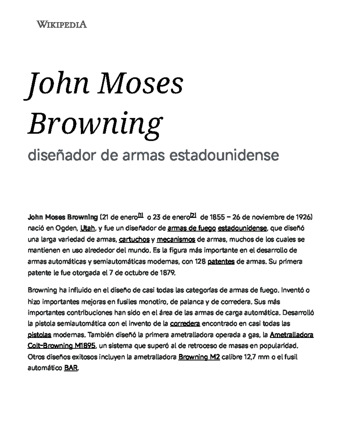 John Moses Browning - John Moses Browning diseñador de armas ...