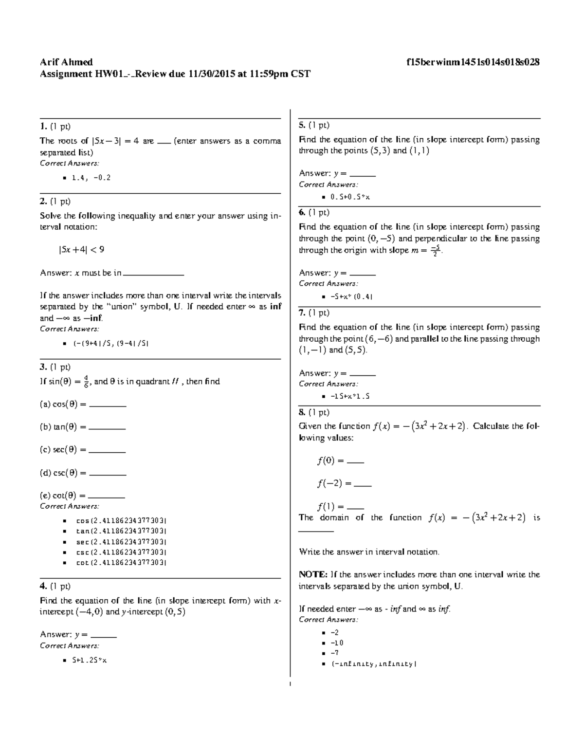 HW01-Review - This is the homework set number 1 with answers for ...