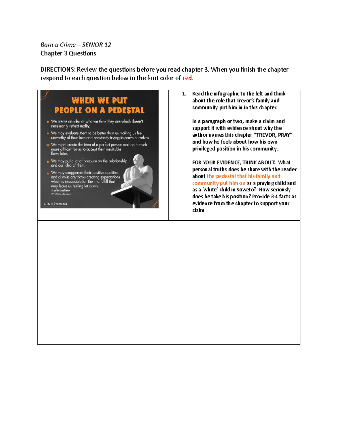 Born a Crime ch 3 Questions2 Born a Crime SENIOR 12 Chapter 3