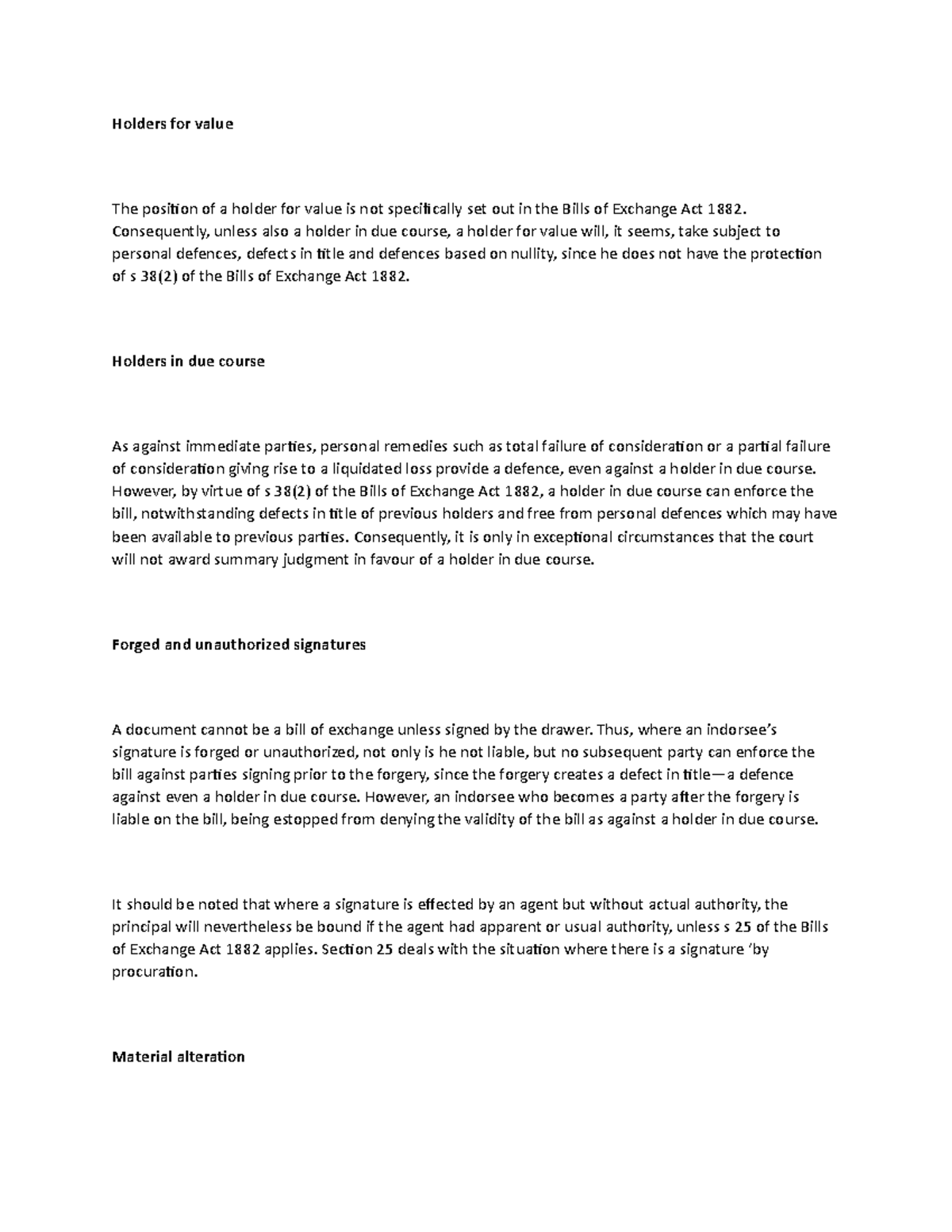 Holders Commercial Law Holders for value The position of a holder
