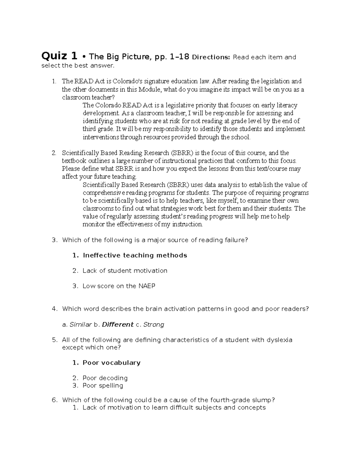 Chapter 1 Quiz Study Sheet - Quiz 1 • The Big Picture, Pp. 1–18 ...