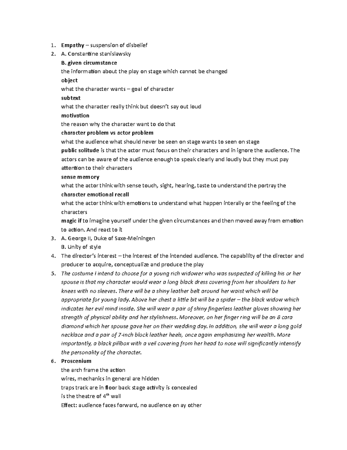 Final theater Required assignment. 1. Empathy suspension of