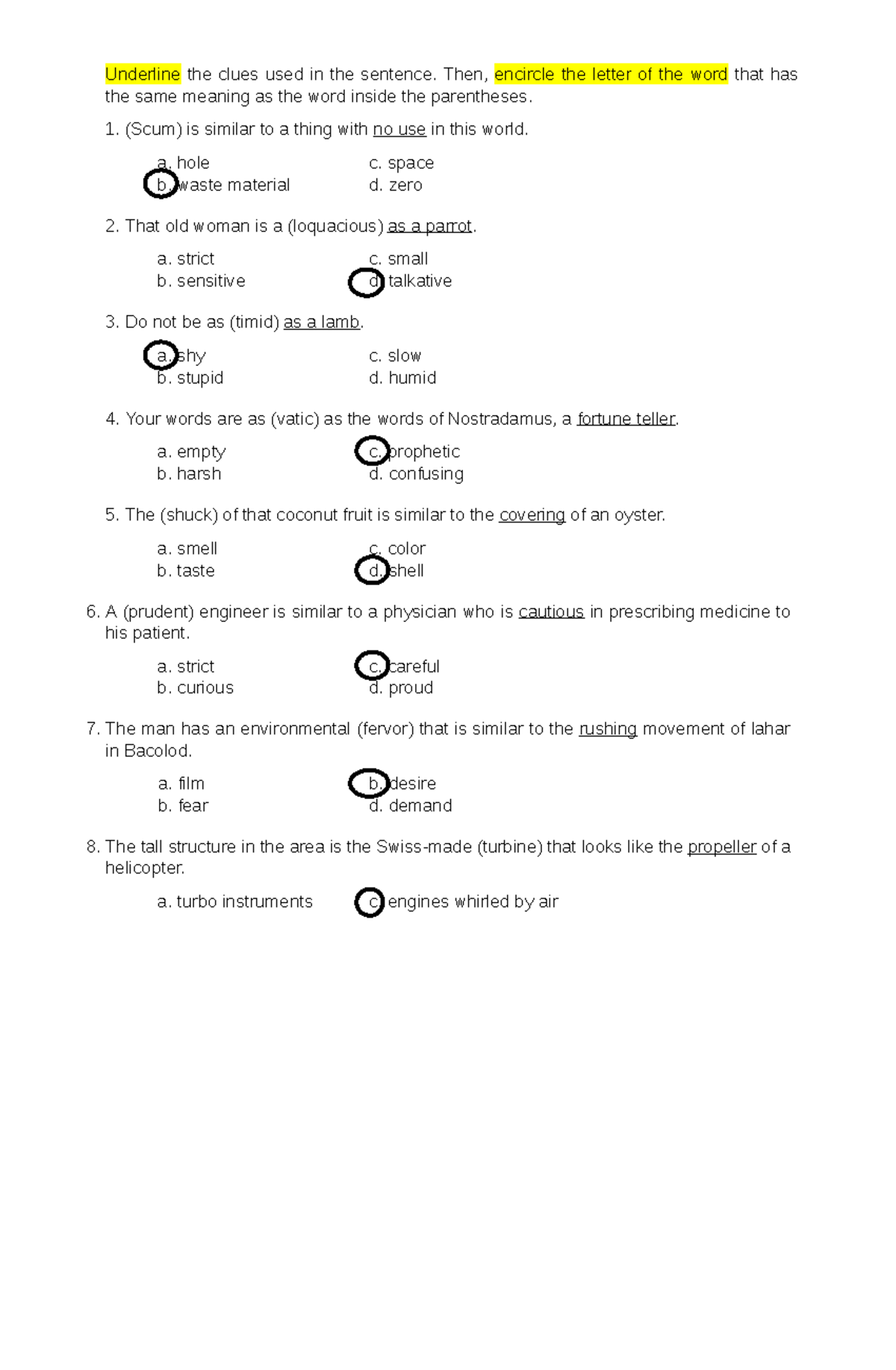 underline-the-clues-used-in-the-sentence-then-encircle-the-letter-of