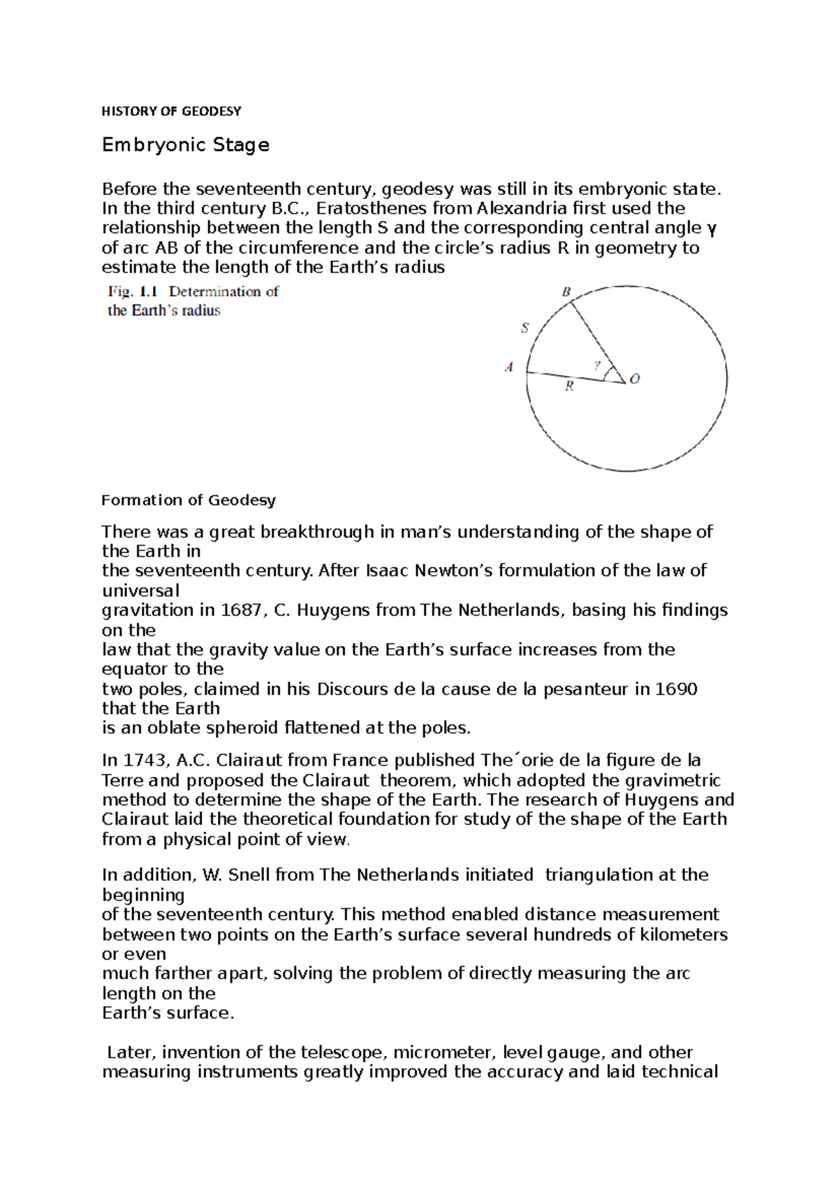 History OF Suveying AND Geodesy - HISTORY OF GEODESY Embryonic Stage ...
