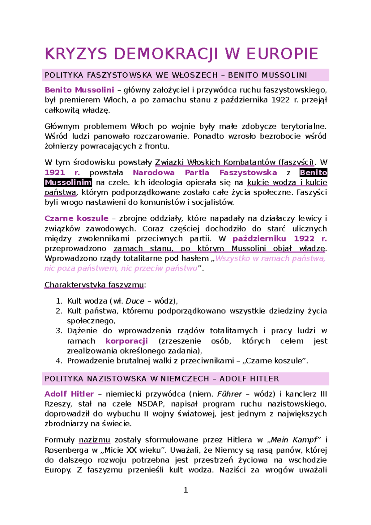 Sprawdzian Kryzys Demokracji W Europie Zachodniej Pdf