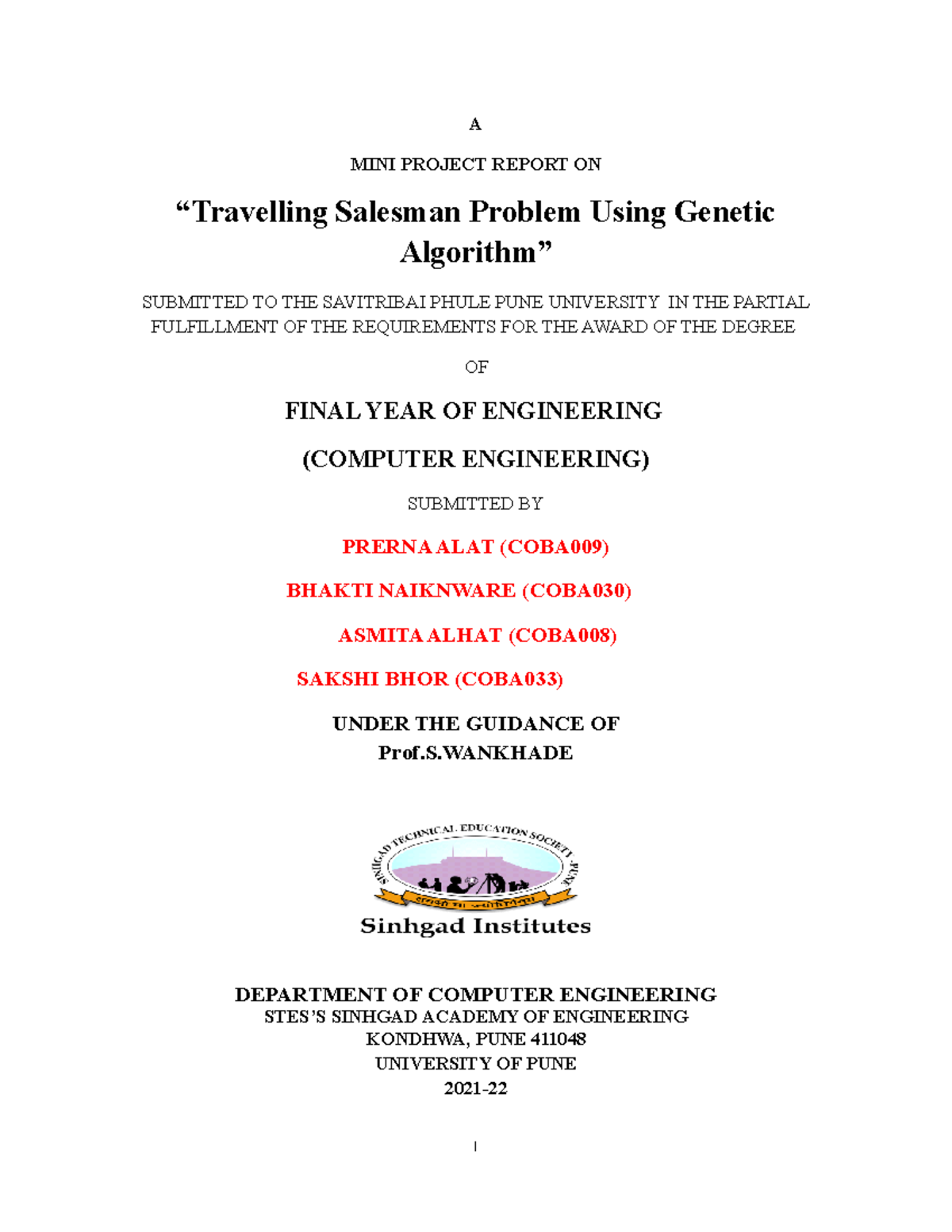 ML report - Machine learning assignment for BE computer year 2021-2022 ...