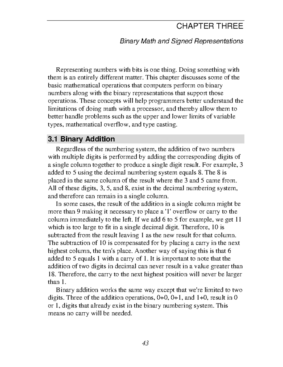 Tarnoff Ch 3 v02 - done well - 43 CHAPTER THREE Binary Math and Signed ...