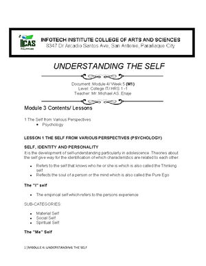 Understanding THE SELF Module 2 - 1|UNDERSTANDING THE SELF ...