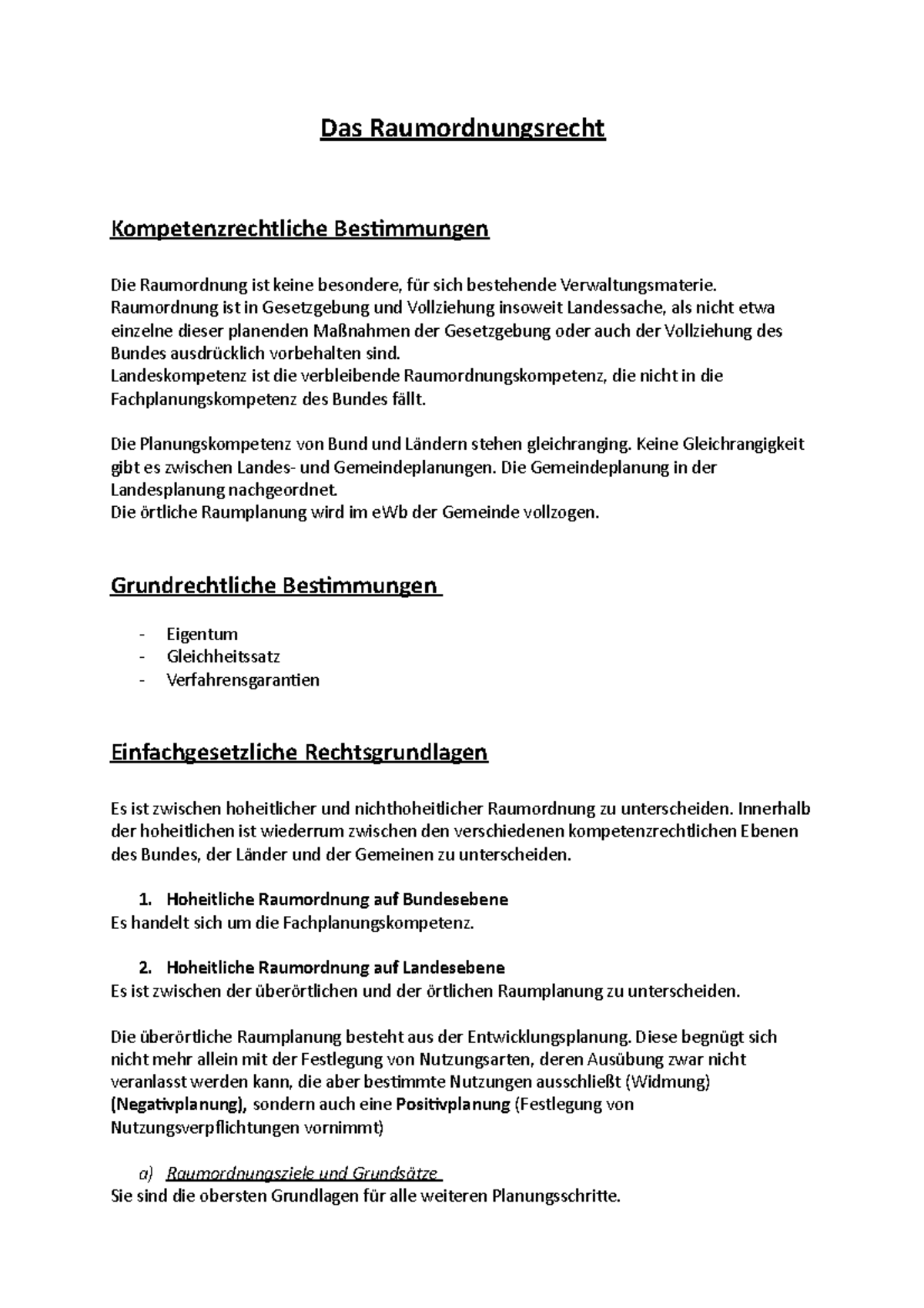 Das Raumordnungsrecht - Das Raumordnungsrecht Kompetenzrechtliche ...