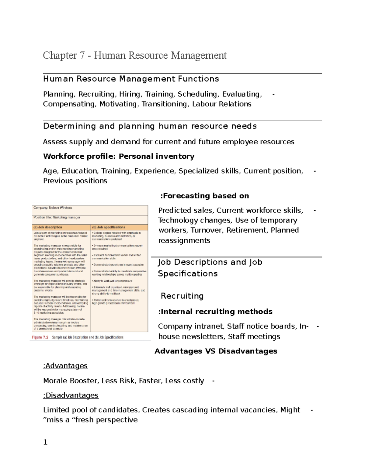 Business Chapter 7 Notes - Chapter 7 - Human Resource Management Human ...