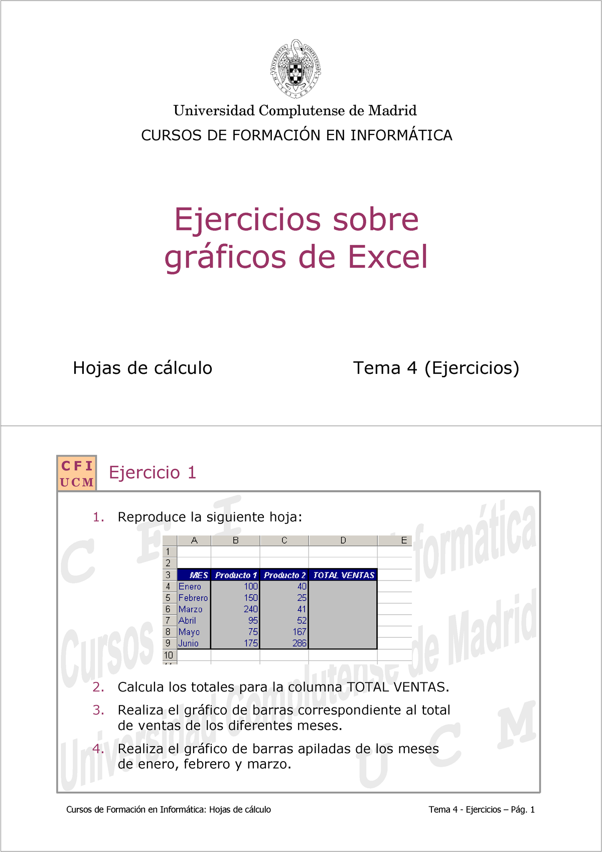 Ejercicios Graficos Ghj Ejercicios Sobre Grficos De Excel Hojas De Clculo Tema Studocu