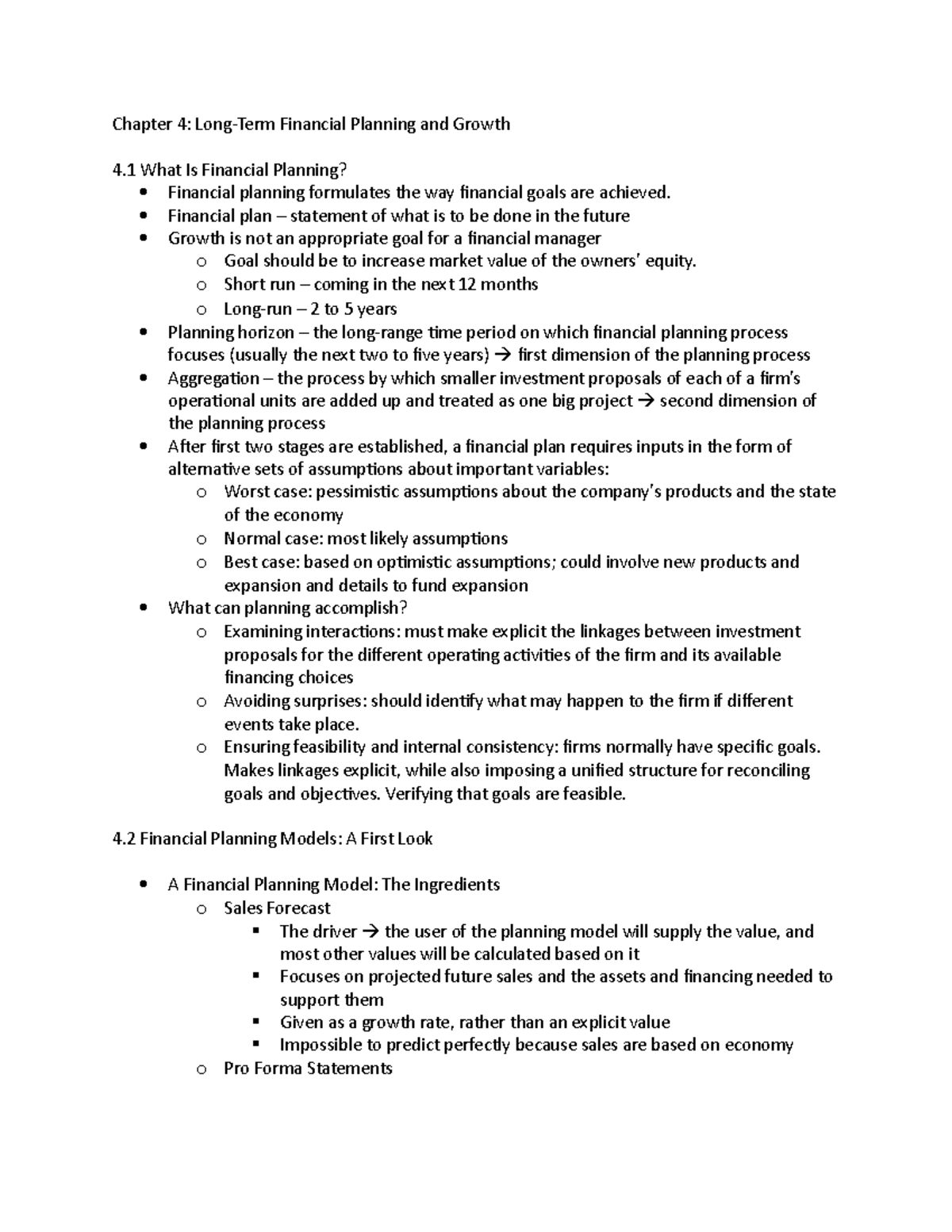 Chapter 4- Long-Term Financial Planning and Growth - Financial plan ...