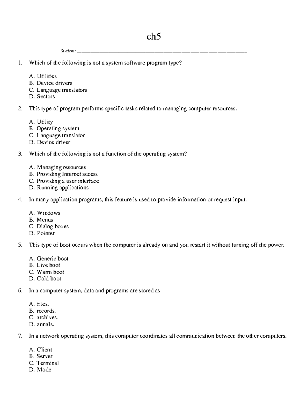 Ch5 qmis - it is a course work for qmis110 - ch _Student: - Studocu