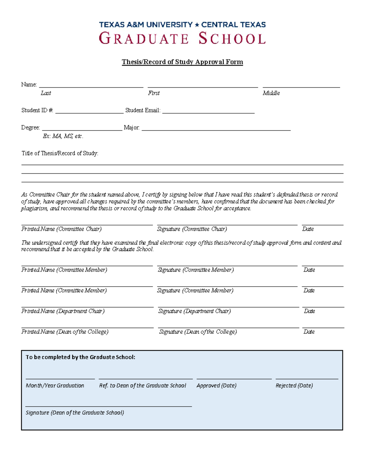 thesis approval form