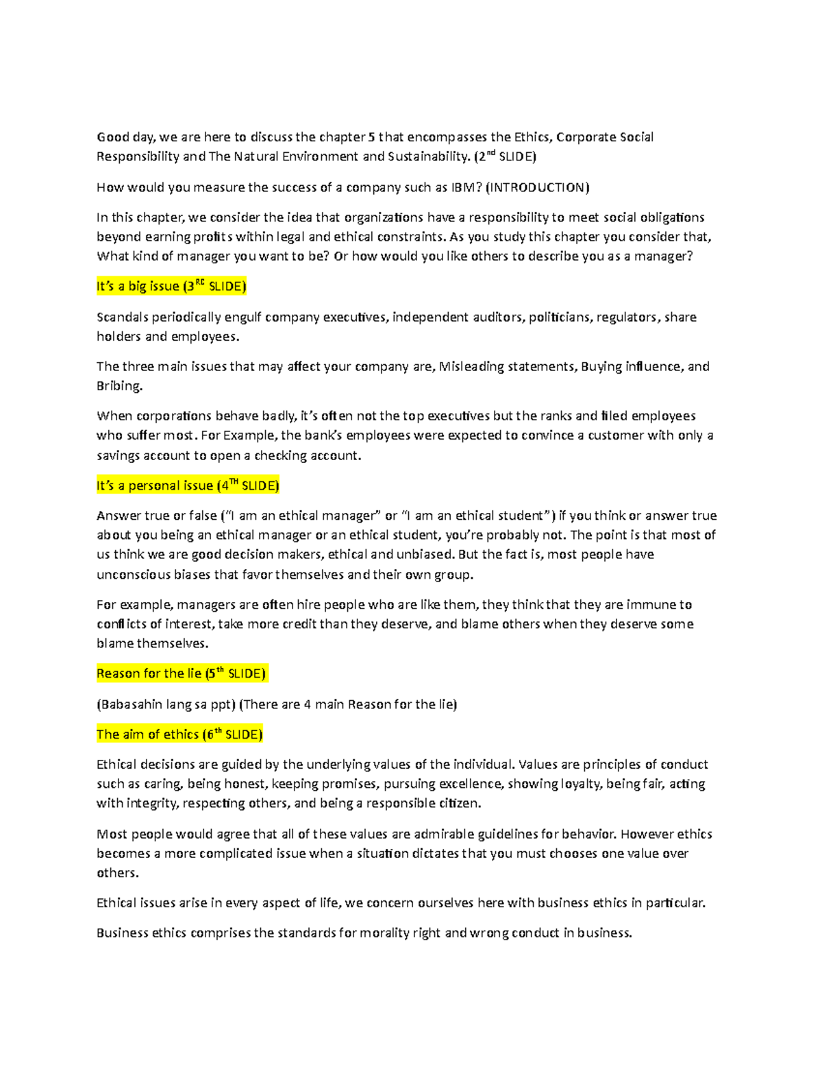 Script Chapter-5 - Good day, we are here to discuss the chapter 5 that ...