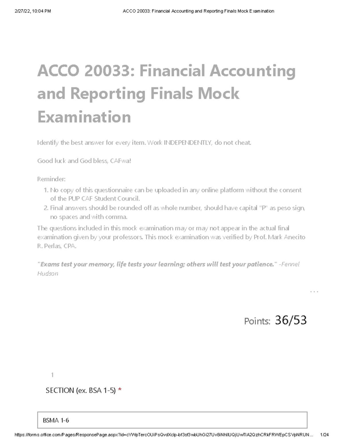 Answers-Mock-Exam MOCK EXAM FAR FAR FAR - 10:04 PM ACCO 20033 ...