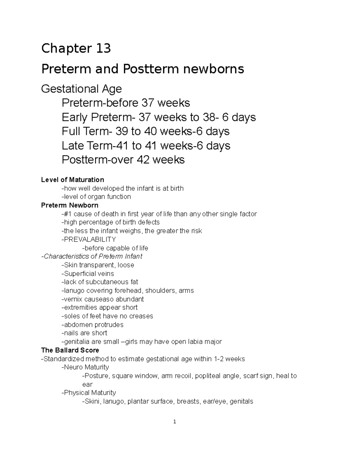 OB Chapter 13 - Gillipsie - Chapter 13 Preterm and Postterm newborns ...