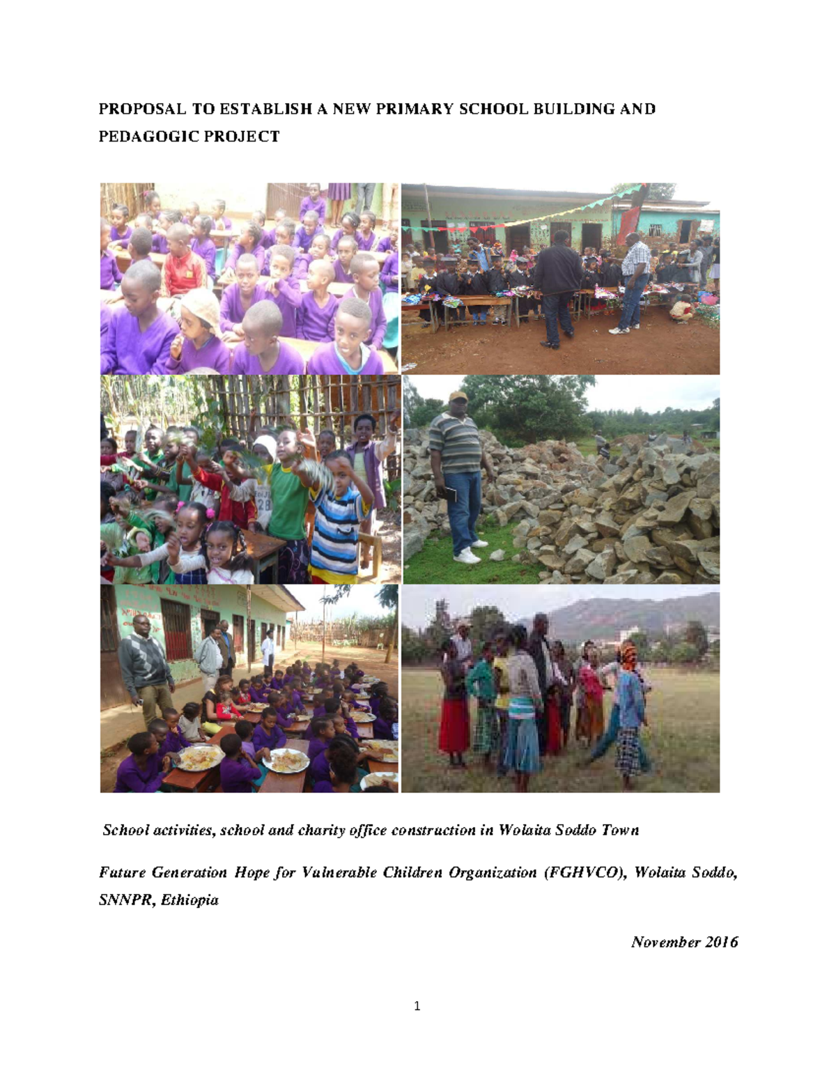 Projdoc - PROPOSAL TO ESTABLISH A NEW PRIMARY SCHOOL BUILDING AND ...