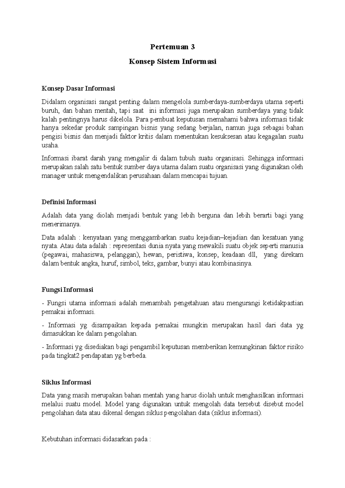 Konsep Sistem Informasi Pertemuan 3 - Pertemuan 3 Konsep Sistem ...