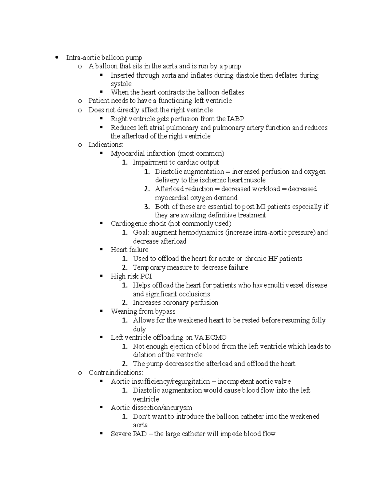 Cardiac interventions review - Intra-aortic balloon pump o A balloon ...