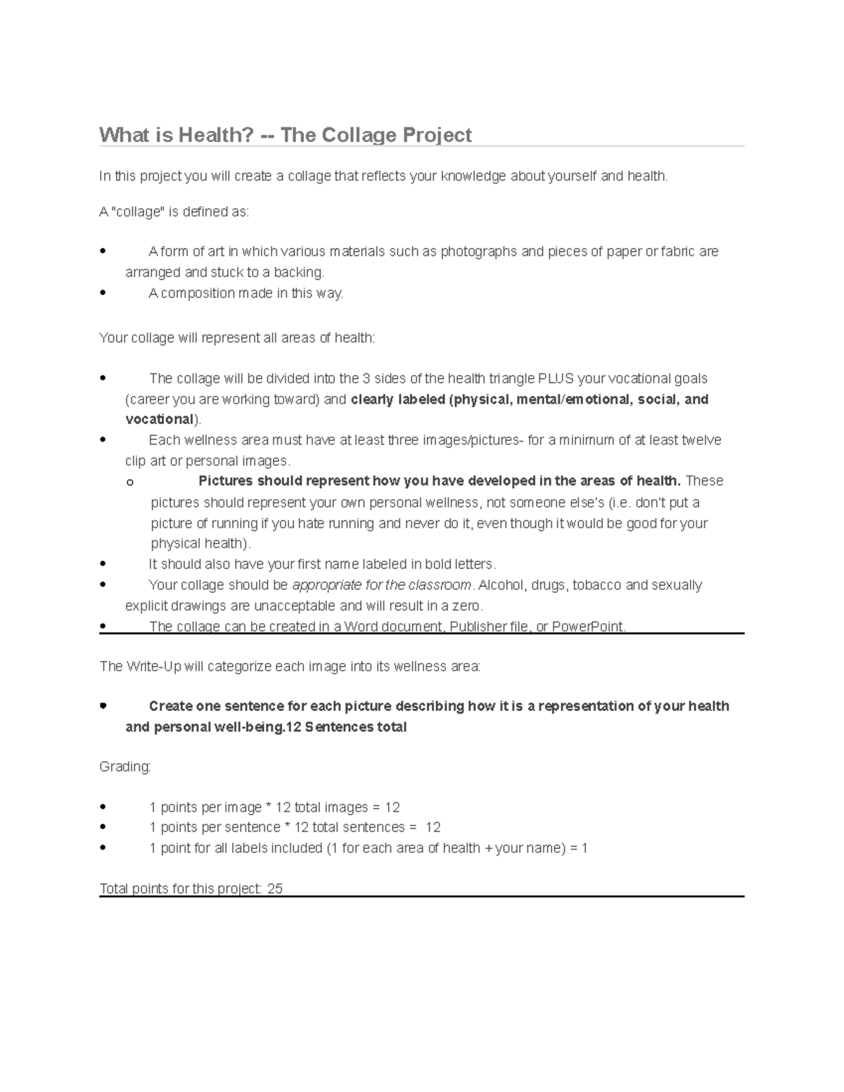 Wellness Collage Fall 2020-1 - What is Health? - The Collage Project In ...