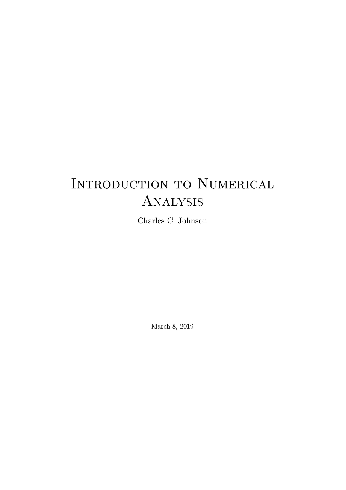 Numerical Analysis - Lecture Notes 1-20 - Introduction To Numerical ...