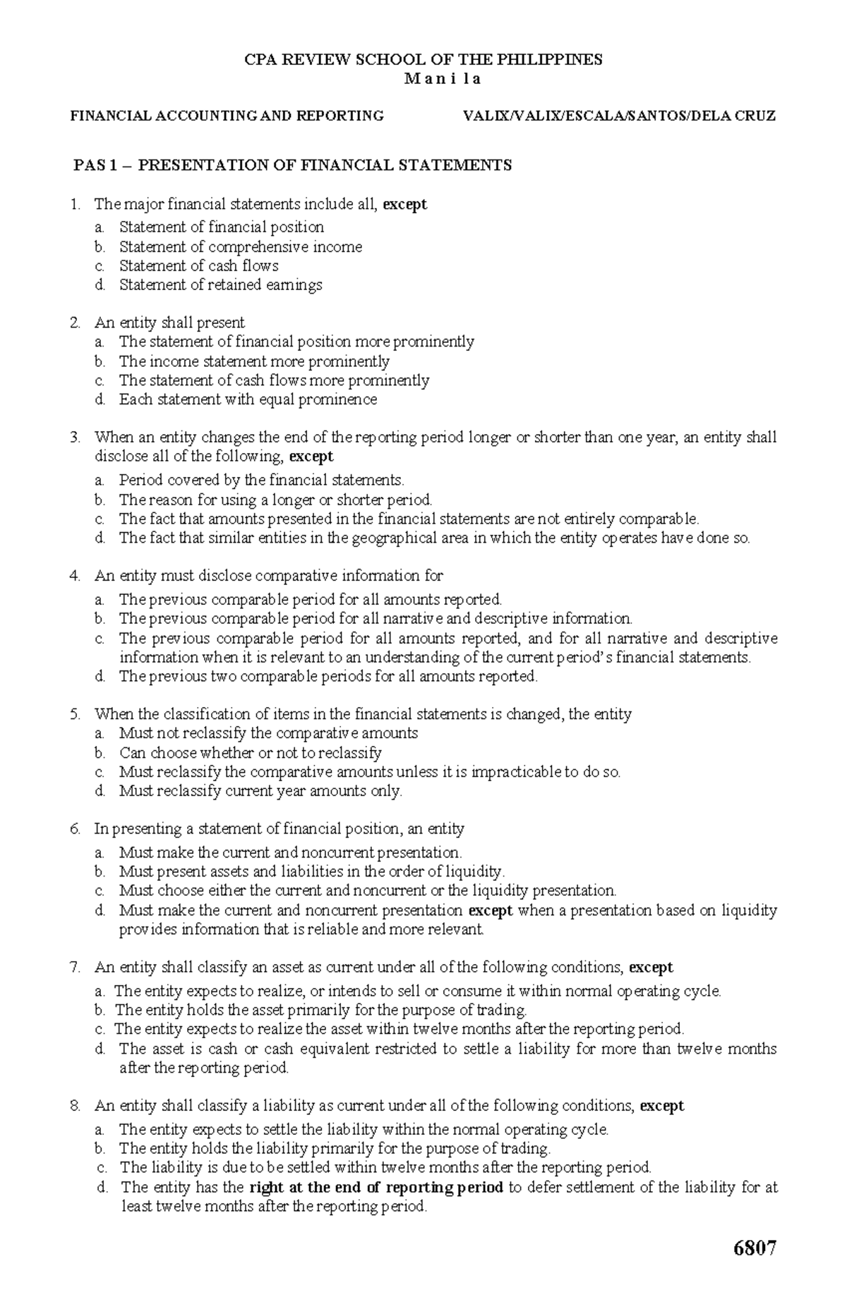 6807 - PAS 1 - Presentation of Financial Statements - BS Accountancy ...