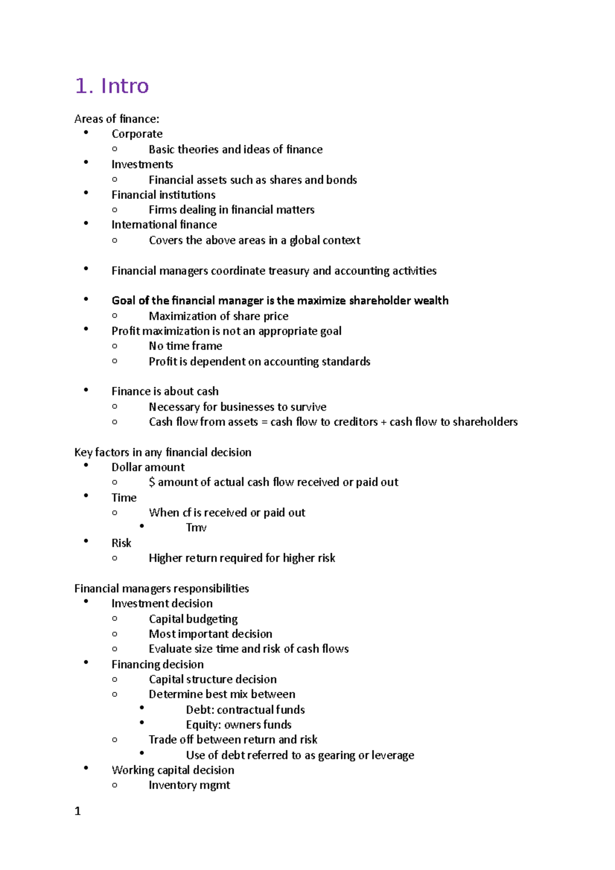 finance-notes-1-intro-areas-of-finance-corporate-o-basic-theories