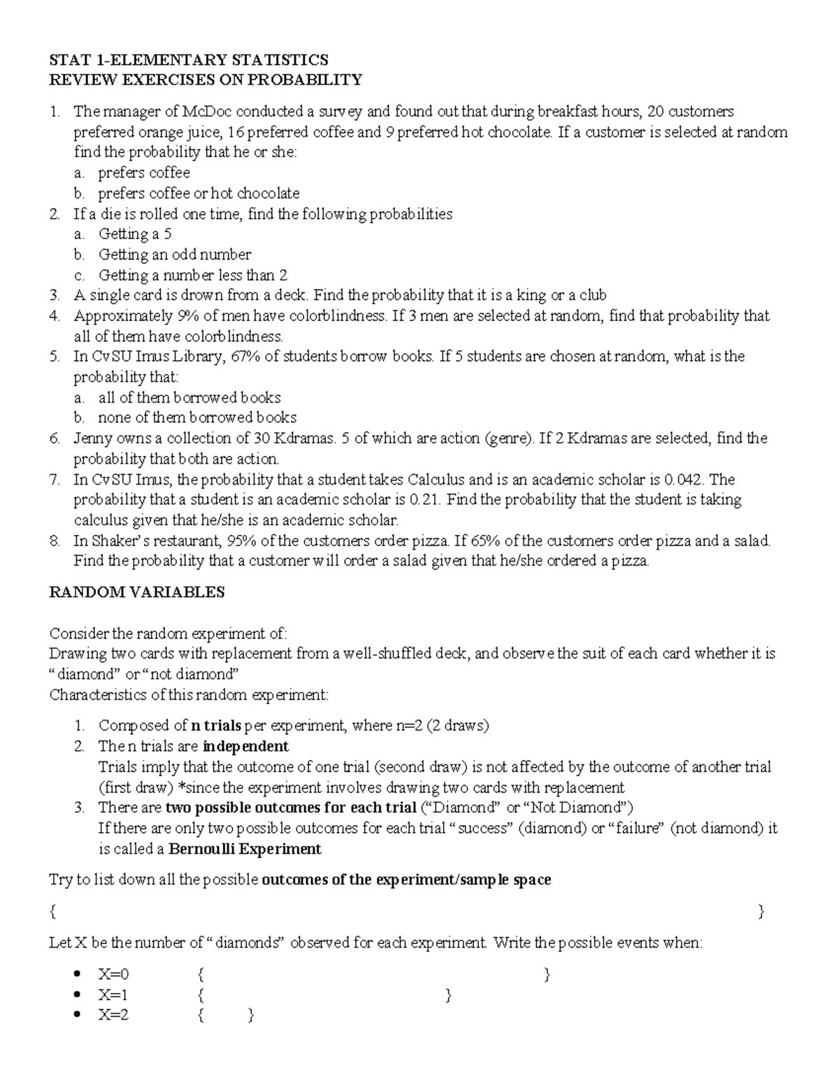 STAT 1 - practice materials on probability - STAT 1-ELEMENTARY ...