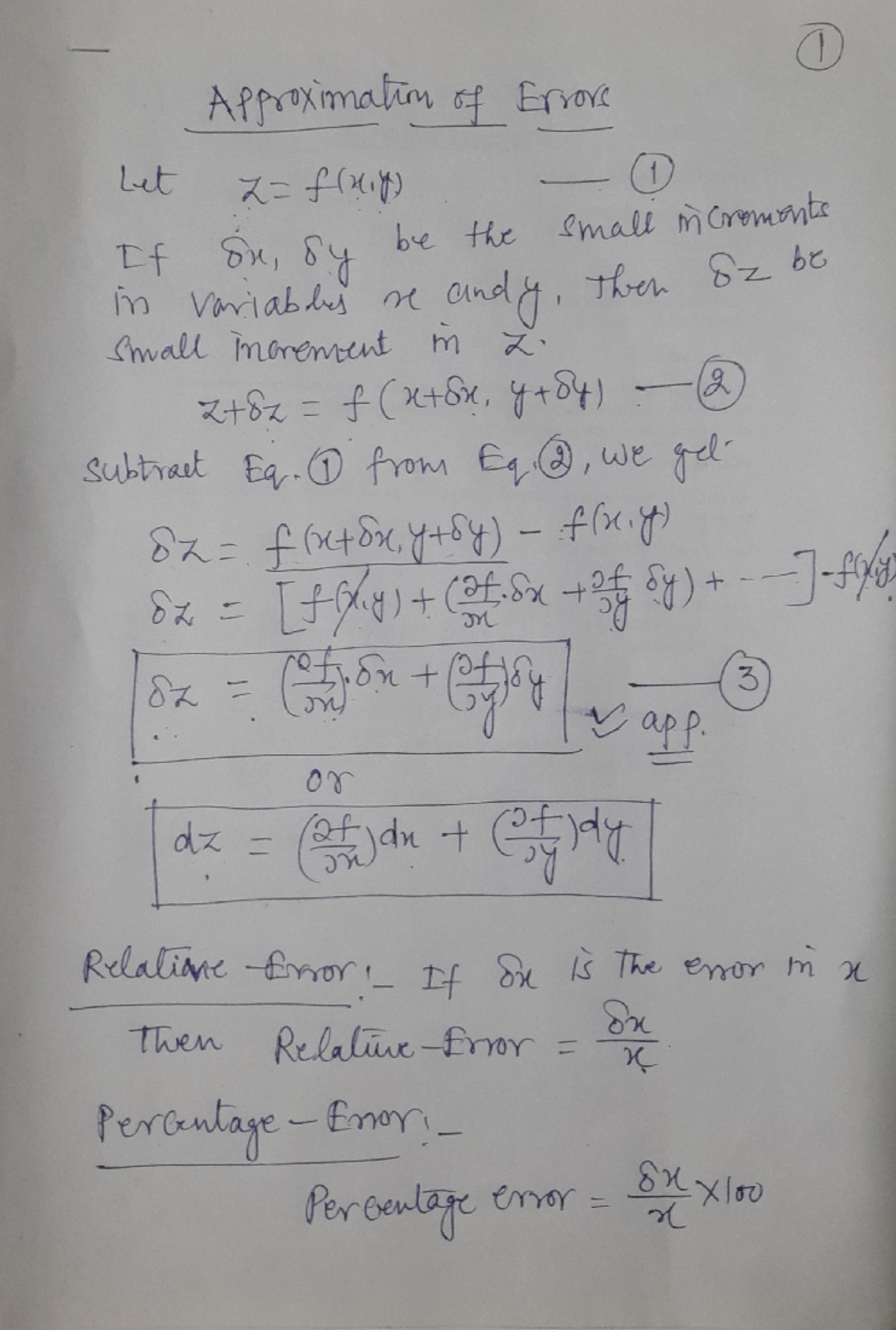 Lacture notes on Approximation of errors and based questions ...