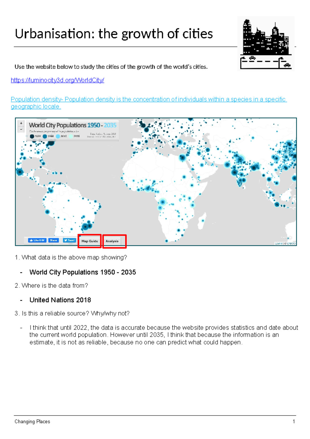 urbanisation and the growth of cities - Changing Places 1 luminocity3d ...