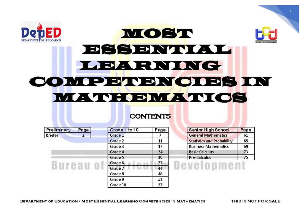 MOST- Essential- Learning- Competencies-IN- Mathematics - MOST ...
