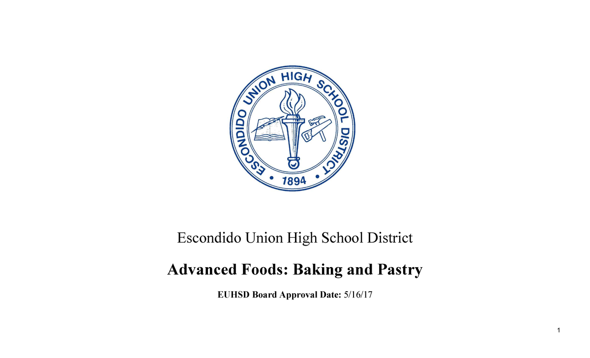 Bakingpastry Fundamentals and Basics Escondido Union High School