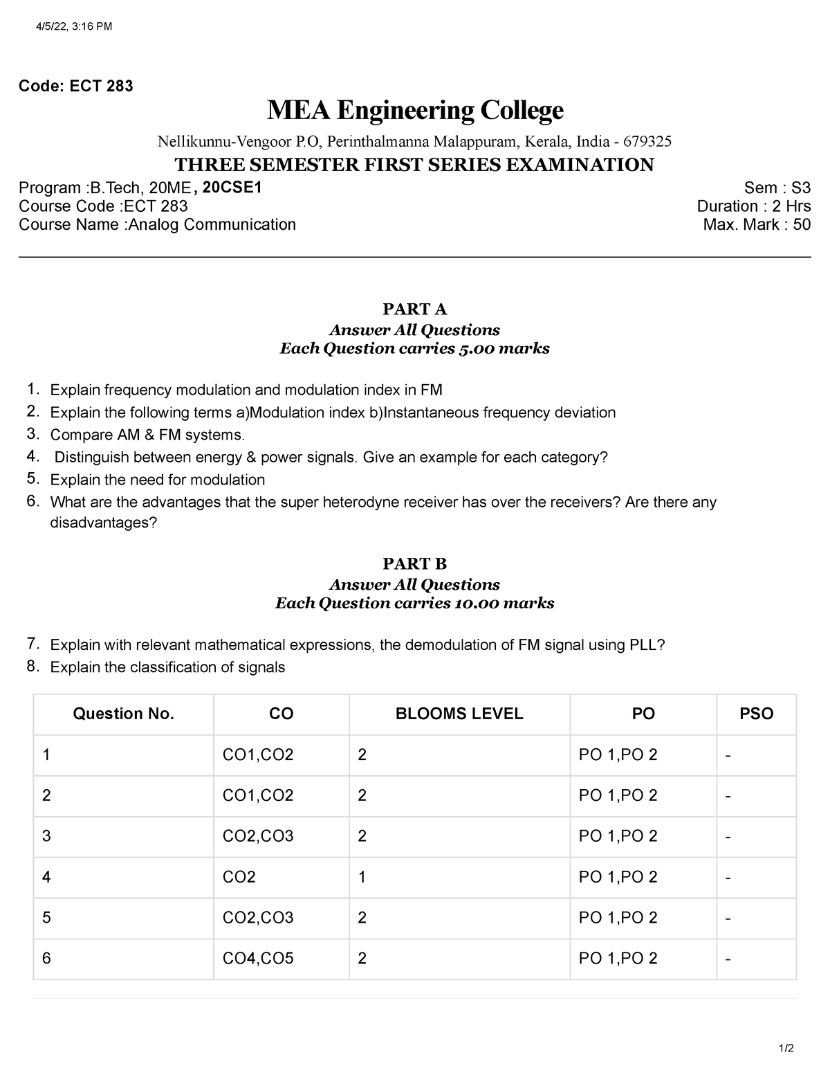 First Series QP ECT 283 Minor - 4/5/22, 3:16 PM 1/ MEA Engineering ...