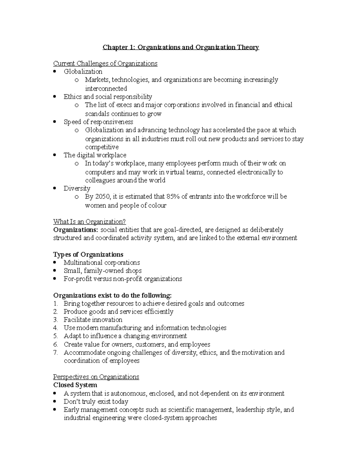 literature review on organization theory