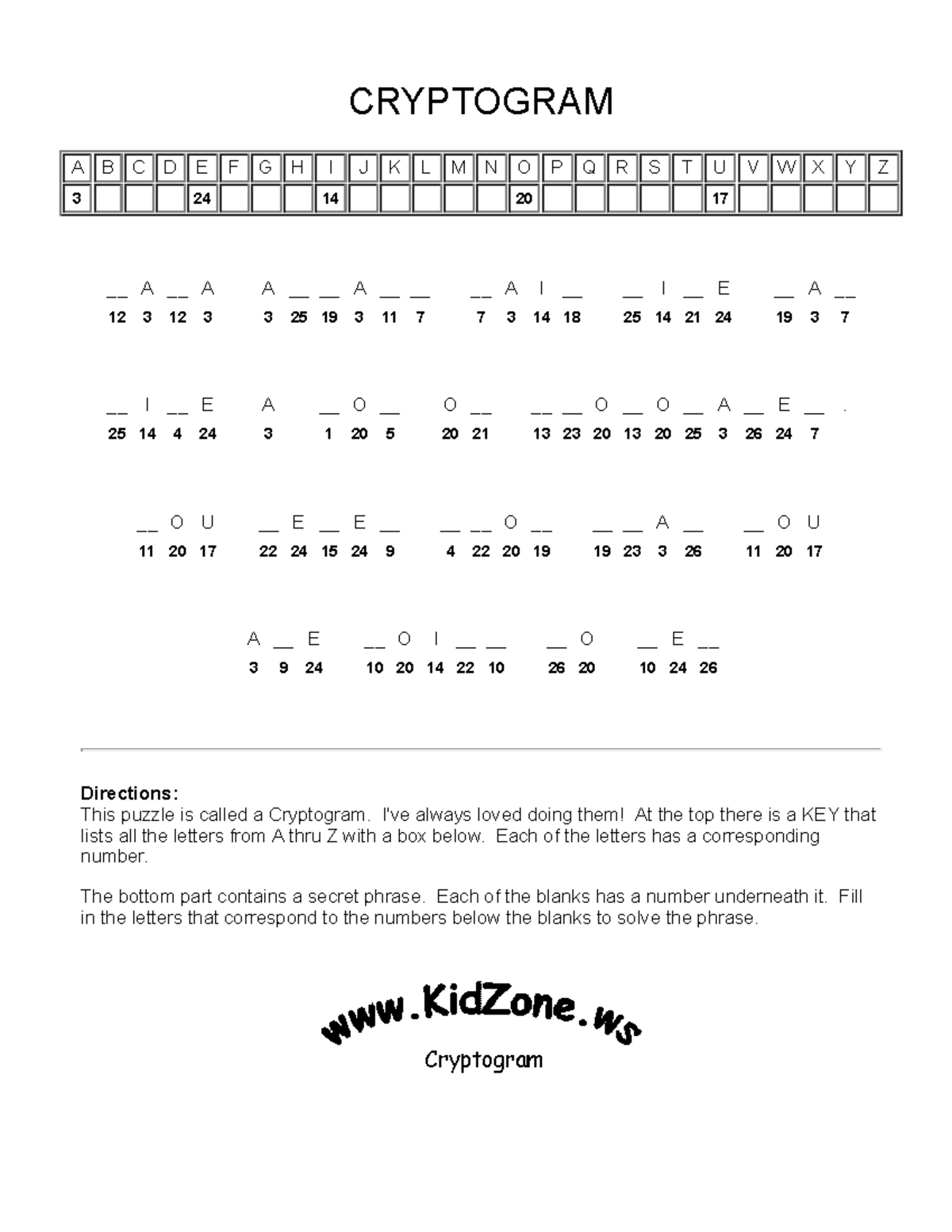 Cryptogram Activity 2 - CRYPTOGRAM A B C D E F G H I J K L M N O P Q R ...