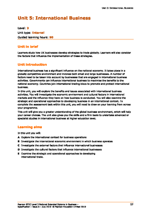 UNIT 5 international business learning aim a - UNIT 5 [Document ...