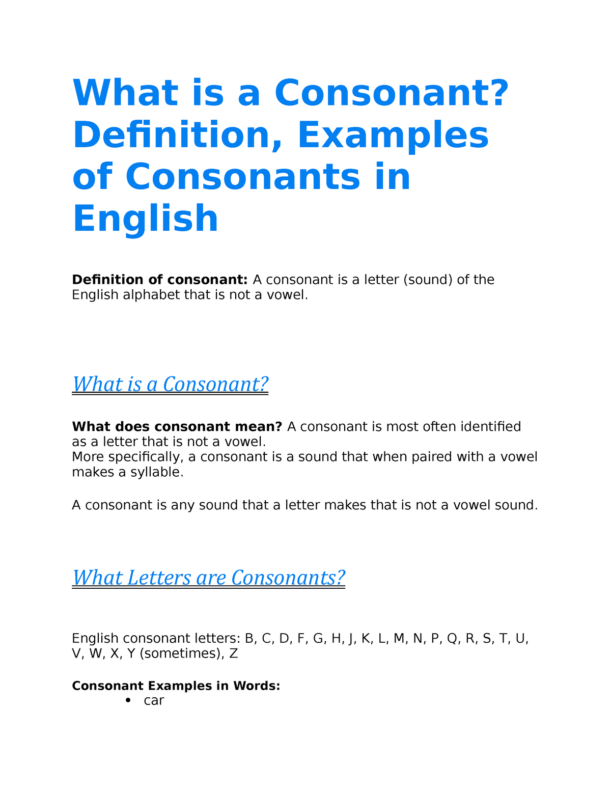 Consonants Mr Ram What Is A Consonant Definition Examples Of
