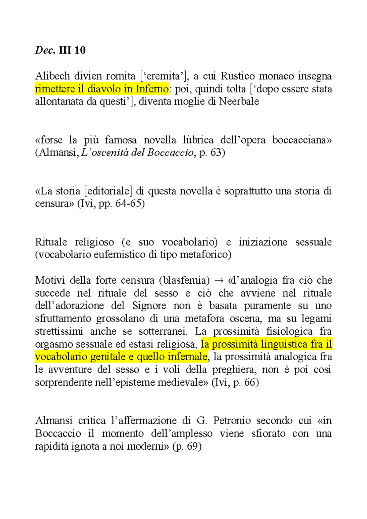 Argomenti di lezione su Boccaccio e Dante presi dal manuale di ...