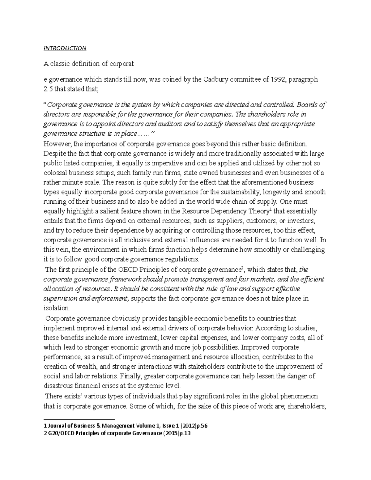 Business case for CG - Study material - INTRODUCTION A classic ...