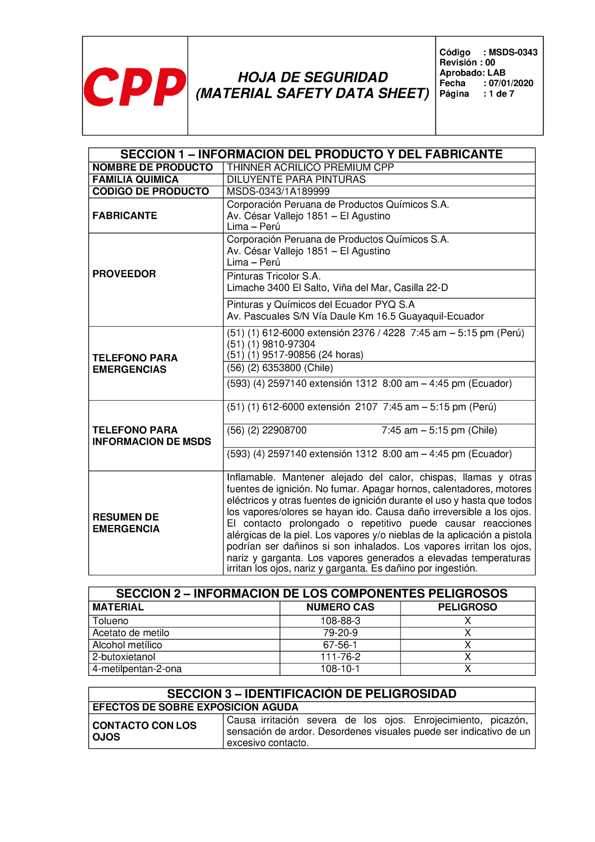 8 Thinner Acrílico Hojas De Seguridad Hoja De Seguridad Material Safety Data Sheet 1538