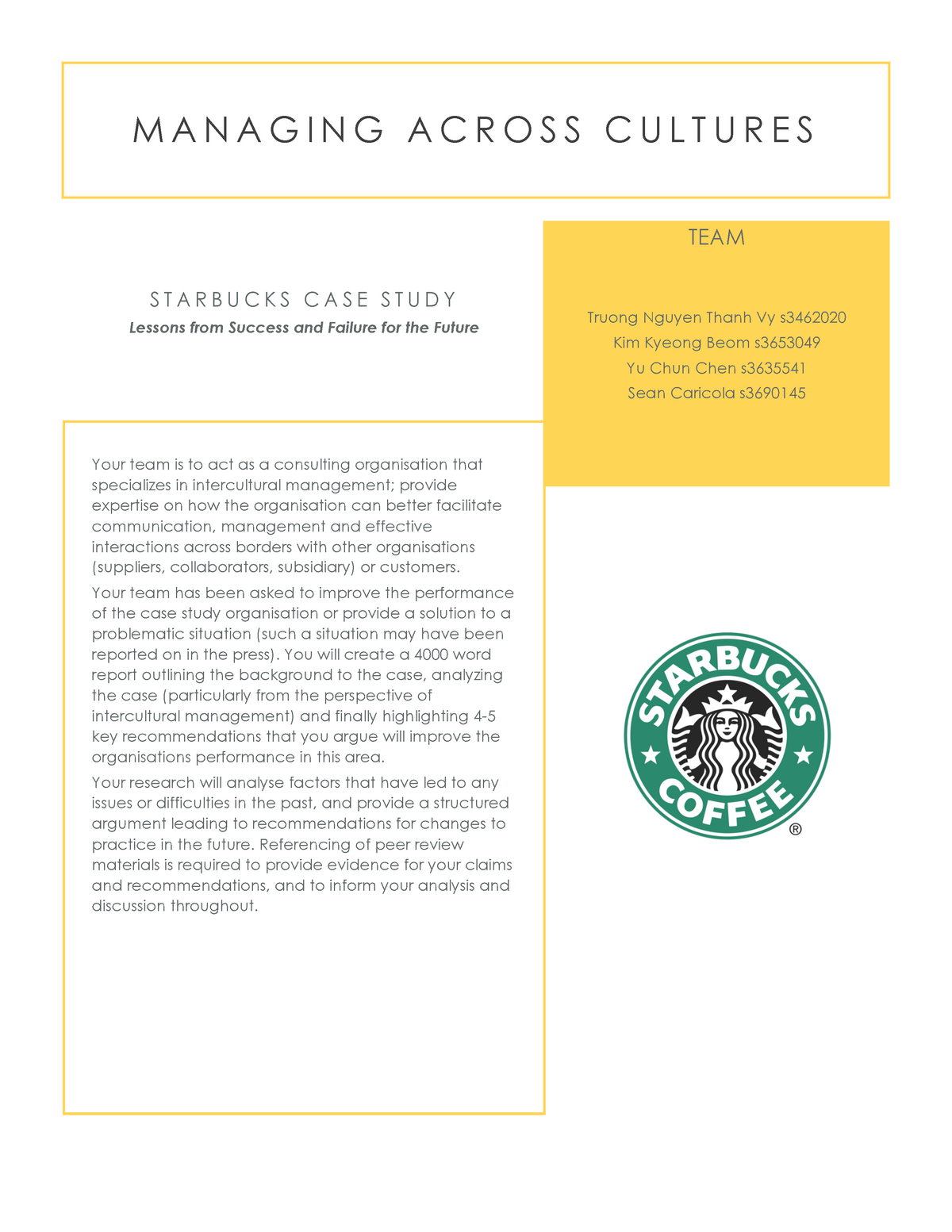 starbucks coffee case study summary
