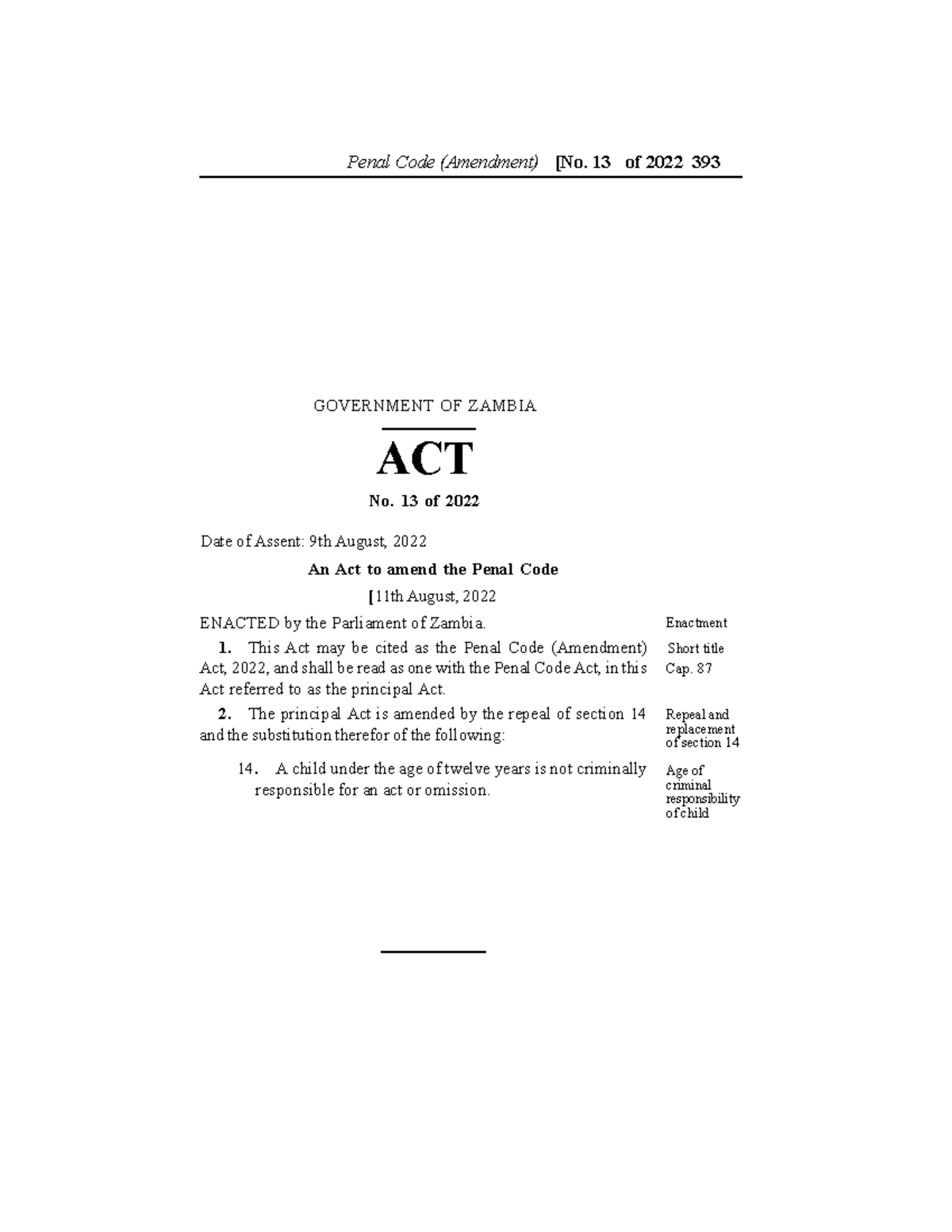 the-penal-code-amendment-act-no-13-of-2022-penal-code-amendment