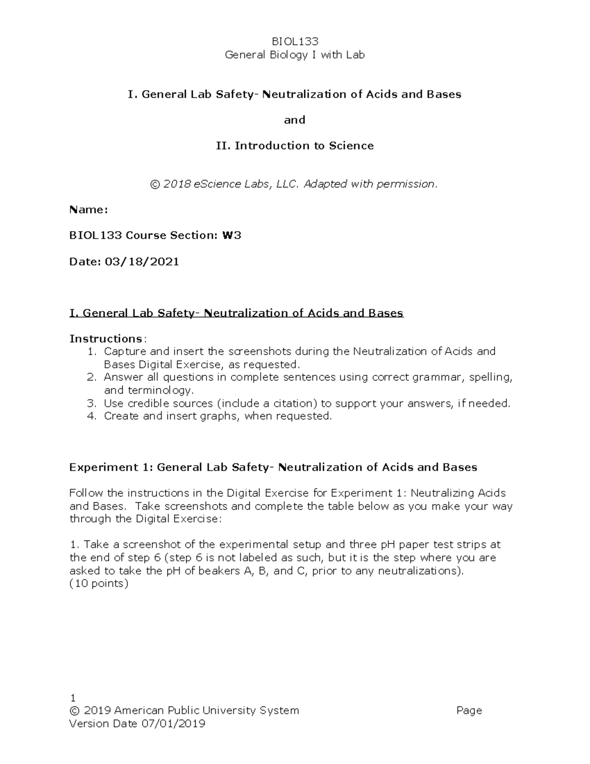 SOCI404 Lab Assg 2 General Biology I with Lab - General Biology I with ...