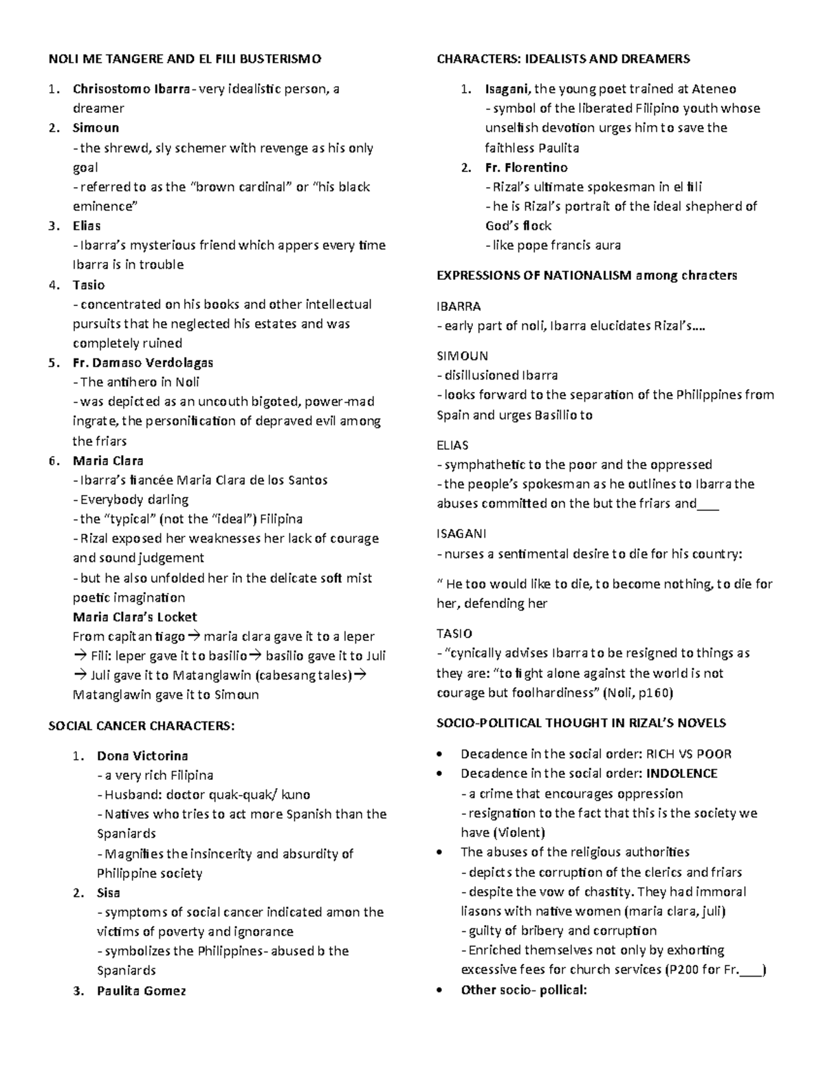Rizal-lectures - notes for life and works of rizal - NOLI ME TANGERE ...