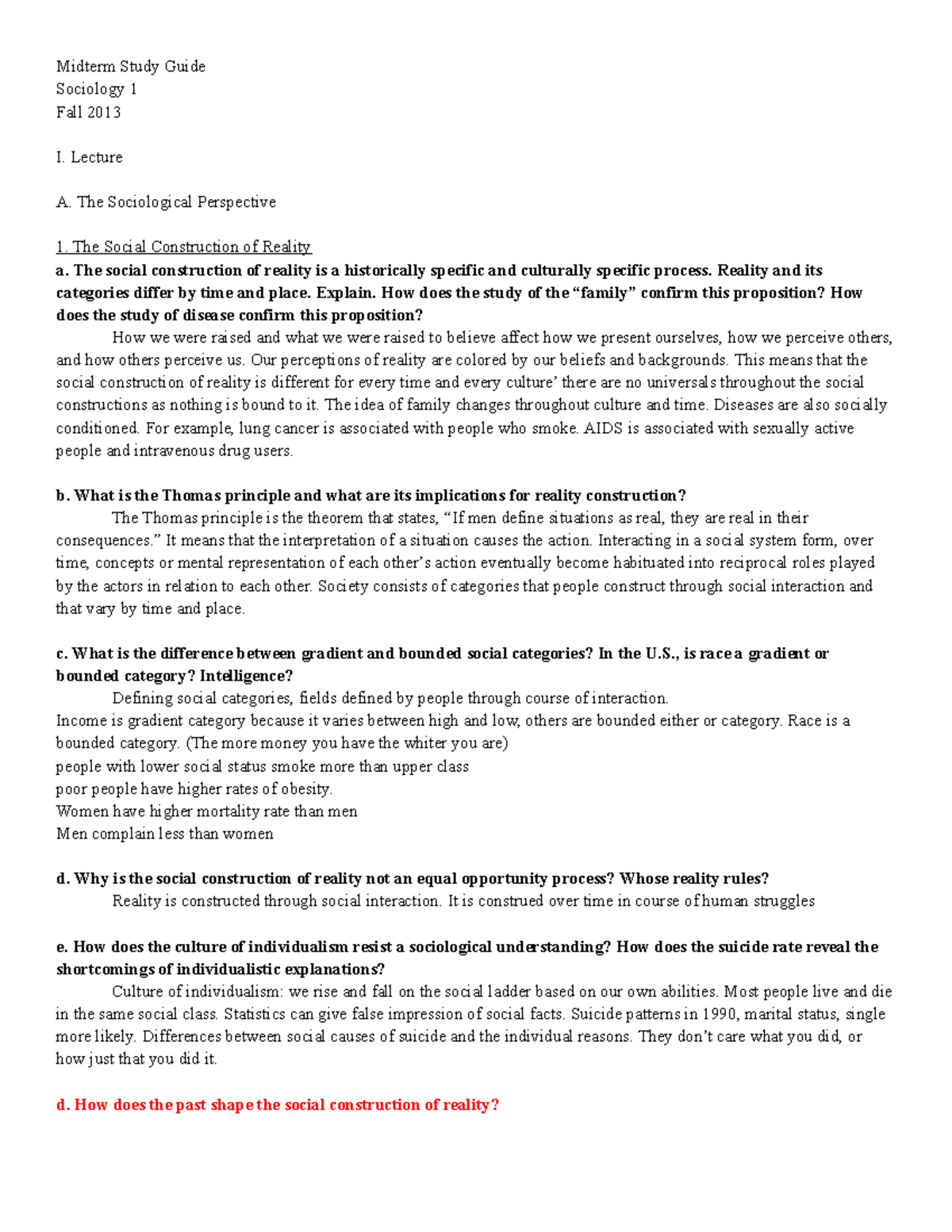 Soc1 Midterm Study Guide Questions - Midterm Study Guide Sociology 1 ...